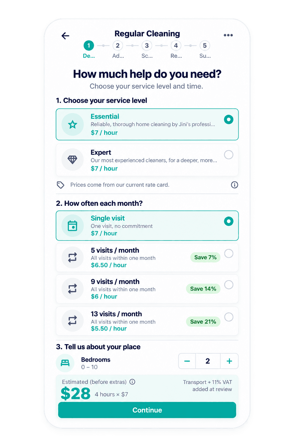 Illustrated JINI ME booking configuration interface